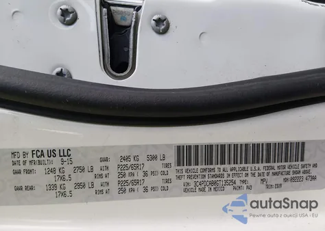 2016 Dodge Journey Se z USA, uszkodzony, nr VIN 3C4PDCAB0GT135254